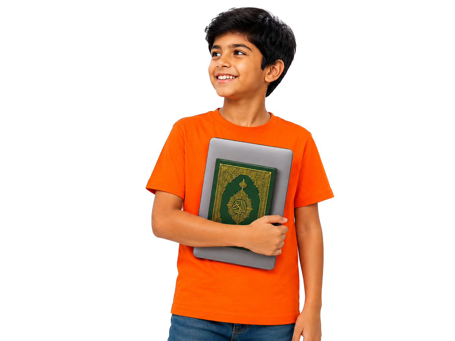 Online Quran classes for kids — a smiling boy holding the Qur'an, ready for his lesson